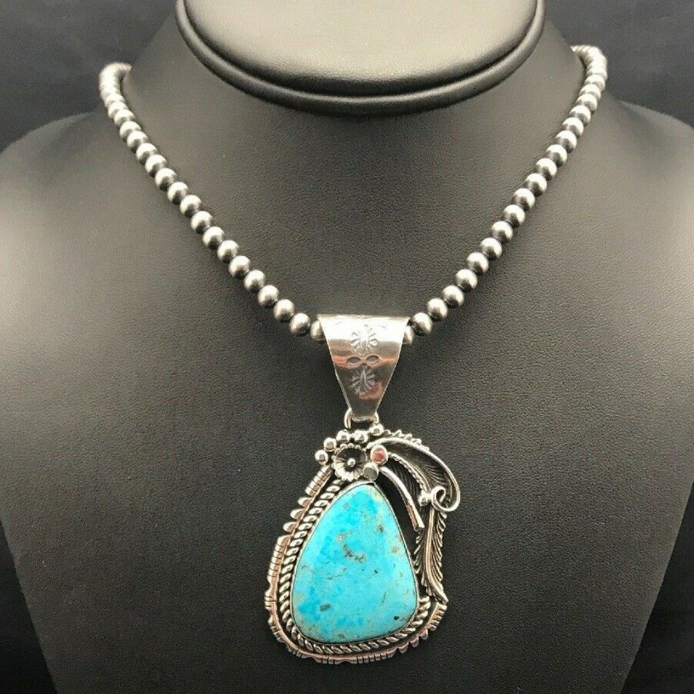 Navajo Sterling Silver Necklace Pendant Length 20